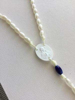 White and blue fashion rosary