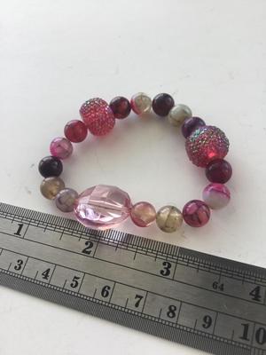Pink beaded stretchy bracelet