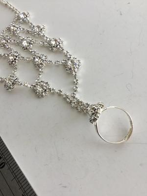 Beautiful rhinestone hand bracelet with adjustable ring