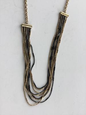 Gold tone and black fashion necklace