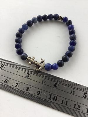 Blue beaded anchor stretchy fashion bracelet