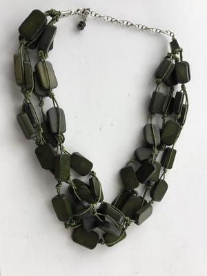 Olive green multi layer fashion necklace