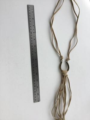 Western type leather type horseshoe statement necklace
