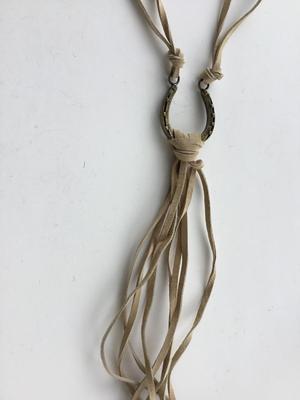 Western type leather type horseshoe statement necklace