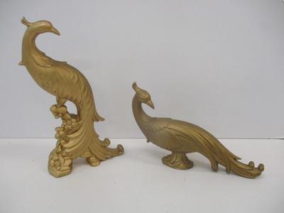 Vintage 1966 Peahen & Peacock Figurine Statues M. Norris Resin