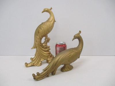 Vintage 1966 Peahen & Peacock Figurine Statues M. Norris Resin