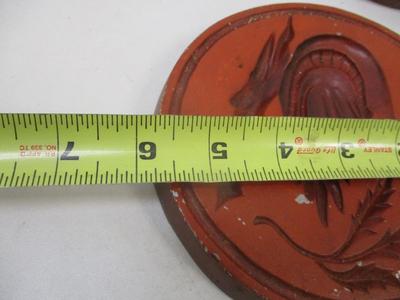 Vintage Round Sexton Metal Pewter Wall Plaques