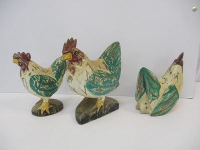 Hand Carved Wooden Rooster Folk Art Decor