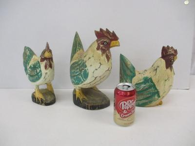 Hand Carved Wooden Rooster Folk Art Decor