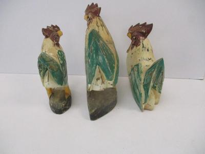 Hand Carved Wooden Rooster Folk Art Decor