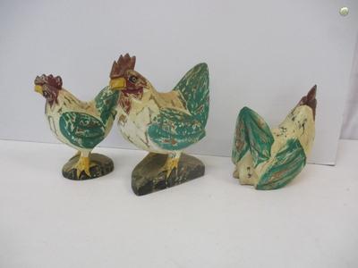 Hand Carved Wooden Rooster Folk Art Decor