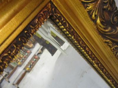 Large/Heavy Beveled Gold Framed Mirror Approx 55 1/2" x 39"
