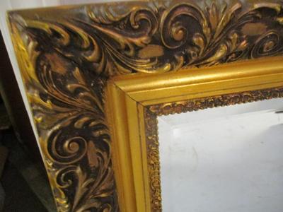 Large/Heavy Beveled Gold Framed Mirror Approx 55 1/2" x 39"