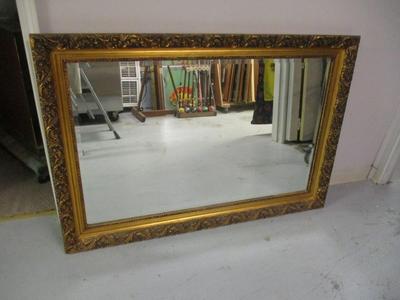 Large/Heavy Beveled Gold Framed Mirror Approx 55 1/2" x 39"