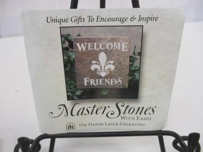 Canvas Wood & Stone Flowers Dragonflies Wall Decor