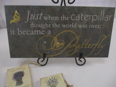 Canvas Wood & Stone Flowers Dragonflies Wall Decor