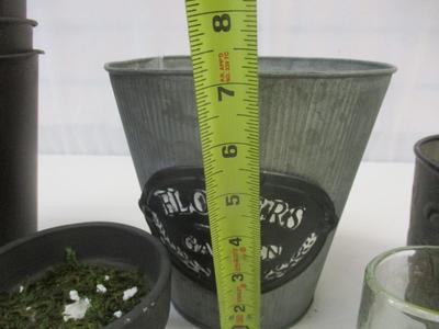 Metal Glass & Pottery Flower Frog & Planters