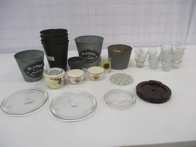 Metal Glass & Pottery Flower Frog & Planters