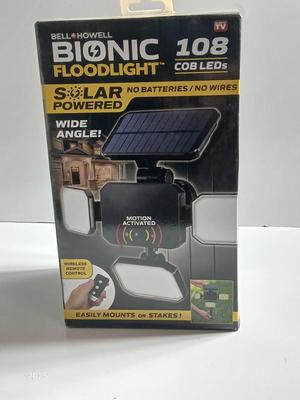 Bell + Howell Bionic Floodlight – 108 COB LED Solar Motion Light (NEW in Box)