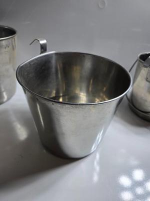 Lot of 4 Stainless Steel Hanging Feed/Water Buckets