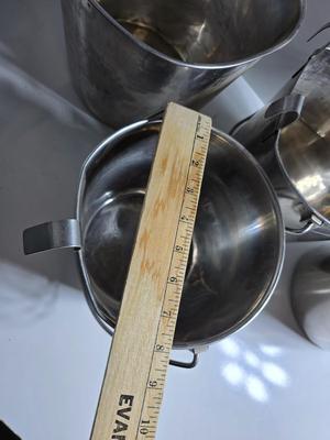 Lot of 4 Stainless Steel Hanging Feed/Water Buckets