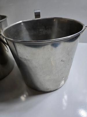 Lot of 4 Stainless Steel Hanging Feed/Water Buckets