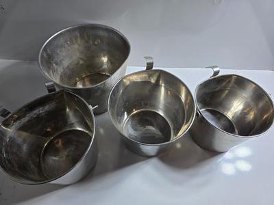 Lot of 4 Stainless Steel Hanging Feed/Water Buckets