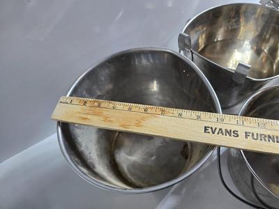 Lot of 4 Stainless Steel Hanging Feed/Water Buckets