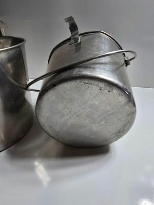 Lot of 4 Stainless Steel Hanging Feed/Water Buckets