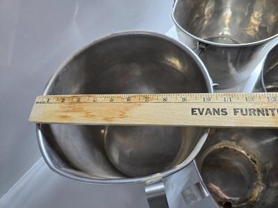 4 Stainless Steel Hanging Feed Buckets – Graduated Sizes