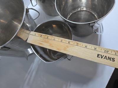 4 Stainless Steel Hanging Feed Buckets – Graduated Sizes