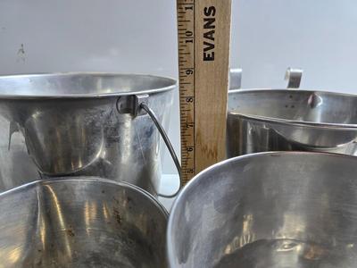 4 Stainless Steel Hanging Feed Buckets – Graduated Sizes