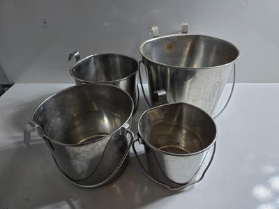 Stainless Steel Hanging Buckets – Set of 4, Mixed Sizes