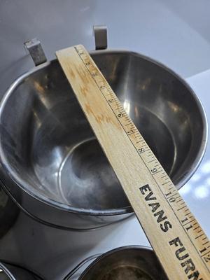 Stainless Steel Hanging Buckets – Set of 4, Mixed Sizes
