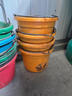 Plastic Livestock Feed Buckets – Mixed Colors