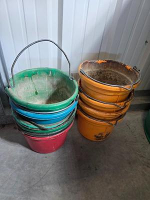 Plastic Livestock Feed Buckets – Mixed Colors
