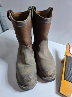 Schmidt work wear boots and wooden boot Jack