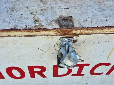 Vintage Painted Wood Storage / Farm /Show Trunk – “NORDICK”