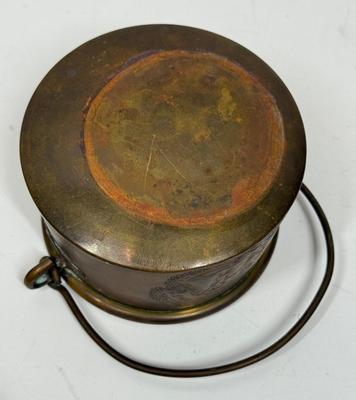 Vintage Primitive Copper Cauldron Kettle Pot forged handle great patina St. Jean-Pied-de-Port souvenir