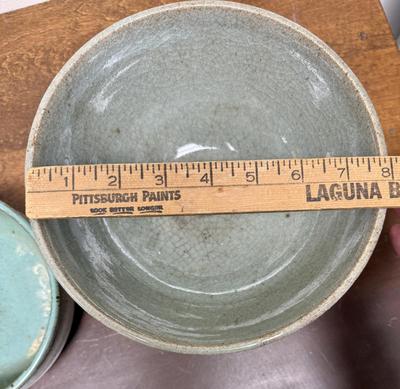 Pair of Vintage Hand-thrown Pottery Glazed Ceramic Bowls