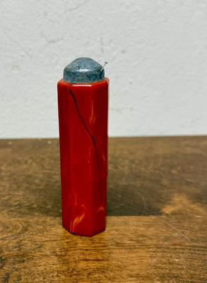 Vintage 1950's Pin Master-style Marbled Red Bakelite Magnetic Bobby Pin Holder or Puller