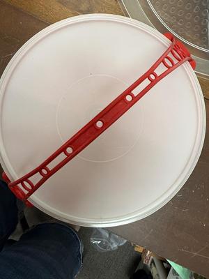 Vintage 1980’s Tupperware Red Divided Dish with Handle Plus two Aluminum Trays