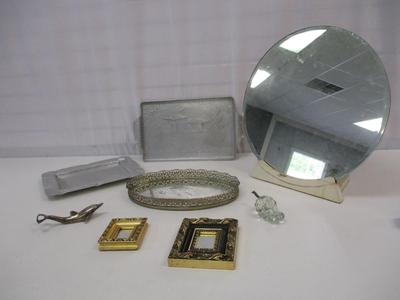 Antique Home Decor Hammered Platter Vanity Mirror