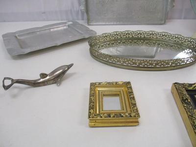 Antique Home Decor Hammered Platter Vanity Mirror