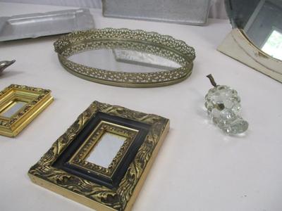 Antique Home Decor Hammered Platter Vanity Mirror