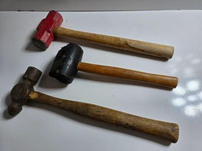 Assorted Hammer Lot – Sledge, Rubber Mallet & Ball Peen