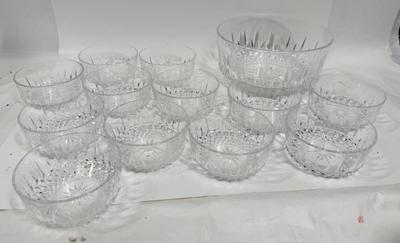 Crystal Salad Serving Bowl with individual serving bowls