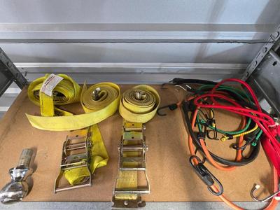 Tie-Down & Towing Lot – Ratchet Straps, Bungee Cords, and Trailer Hitch Ball