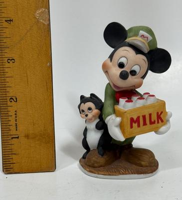 RARE Vintage Mickey Mouse MilkMan Porcelain Figurine 4" Walt Disney Productions MARKS & ROSENFELD