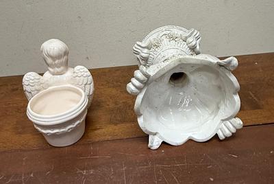 Vintage Cherub Figurine and Urn French white